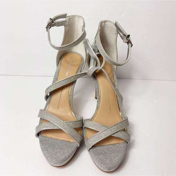 GIANNI BINI WOMEN'S 10 GLITTER SILVER ANKLE STRAPPY HEELS NEW STICKER TAGS - Picture 6 of 6